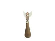 24 Brown and Silver Eco Friendly Angel with Heart Decorative Christmas Tabletop Figure
