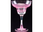 Set of 2 Pink Retro Stripe Hand Painted Margarita Drinking Glasses 12 Ounces