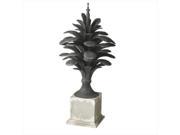 22 Distressed Finish Antique Style Charcoal and Foggy Gray Tree on Pedestal Table Top Decoration