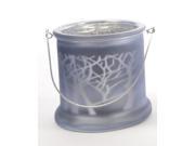 9 Winter Light Frosted Blue Glass Candle Lantern Christmas Decoration