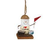 2.75 S mores Tailgating Grillmaster Holding a Fire Up! Flag Decorative Christmas Ornament