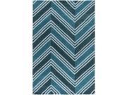 8 x 10 Classical Clefs Teal Blue Pine Green and Slate Gray Hand Tufted Area Throw Rug