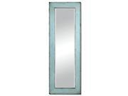 75 Beveled Rectangular Wall Mirror with Light Blue Distressed Pine Wood Frame