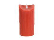 7 Red Orange Dripping Wax Flameless LED Lighted Pillar Candle with Moving Flame