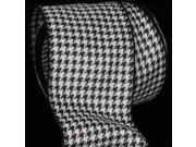 Black and White Houndstooth Wired Craft Ribbon 4 x 40 Yards