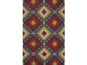 8 x 11 Navy Blue Apple Green and Turkey Red Berkely Tribal Pattern Hand Tufted Wool Area Throw Rug