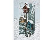 Pack of 16 Home Sweet Home Birdhouse Fine Art Embossed Christmas Greeting Cards
