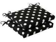Pack of 2 Outdoor Patio Furniture Chair Seat Cushions Black White Polka Dot