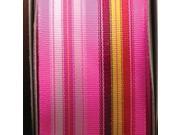 Pink Red and Yellow Striped Grosgrain Woven Craft Ribbon 1 x 55 Yards