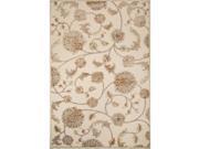 5.25 x 7.65 Linen Chestnut and Blue Gray Myrica Floral Pattern Area Throw Rug