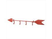 Pack of 3 Distressed Finish Antique Style Red Arrow Wall Hook Decorations 27.25