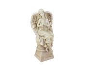 17 Heavenly Gardens Distressed Almond Brown Sitting Angel with Dove Outdoor Patio Garden Statue