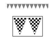 Club Pack of 12 Black and White Checkered Pennant Banner Hanging Decorations 120