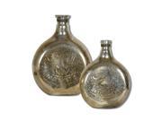 Set of 2 Ariel Silver and Gold Mercury Style Glass Decorative Bottles 16