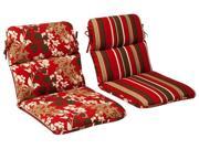 Outdoor Patio Furniture High Back Chair Cushion Reversible Tropical Red Stripe