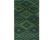 5 x 8 Desert Diamonds Hunter Green Dark Sea Green and Glaucous Hand Knotted Wool Area Throw Rug