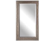 70 Beveled Wall Mirror with Antiqued Silver Champagne Leaf Frame