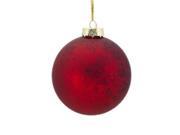 4 Country Cabin Decorative Distressed Antique Red Glass Christmas Ball Ornament