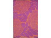 5 x 8 Devine Design Floral Coral Pink Hot Pink and Purple Hand Woven Wool Area Throw Rug