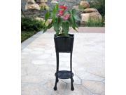 27.5 Black Resin Wicker Indoor Outdoor Patio Garden Floral Planter Stand