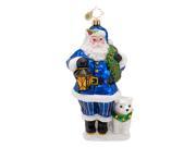 Christopher Radko Glass True Blue Companions Santa Christmas Ornament 1016879