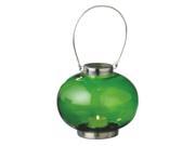 5.5 Fancy Fair Round Silver and Green Retro Glass Tea Light Candle Holder Lantern