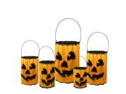 Set of 5 Distressed Metal Nesting Jack O Lantern Containers