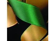 Hunter Green Gold Two Tone Double Face Satin French Wired Polyester Craft Ribbon 1 x 54 Yards