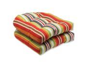 Set of 2 Cintas De CÃ­tricos Multicolor Striped Outdoor Patio Wicker Chair Cushions 19
