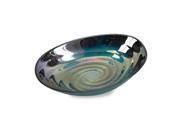 12.5 Decorative Pond Ripple Iridescent Blue Swirl Food Safe Glass Serving Dish