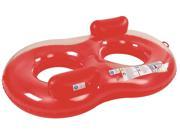 74 Red and Transparent Duo Circular Inflatable Swimming Pool Lounger