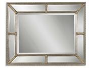 49 Reflective Surface and Antique Silver Leaf Framed Rectangular Wall Mirror