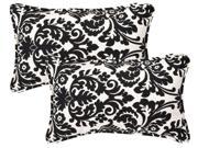 Pack of 2 Outdoor Patio Rectangular Throw Pillows 18.5 Dramatic Damask