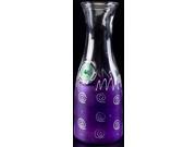 Frosted Purple with White Curl Dot Hand Painted Beverage Carafe 34 Oz.