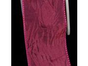 Fushia Red Crinkled Satin Silk Wired Craft Ribbon 2 x 27 Yards