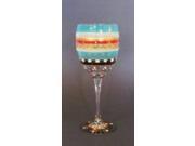 Set of 2 Mosaic Carnival Confetti Hand Painted Wine Drinking Glasses 10.5 Oz.