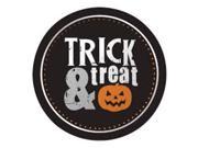 Club Pack of 96 Trick Treat Black and Orange Halloween Pumpkin Round Dinner Plates 9