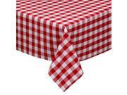 Country Classic Brick Red Pure White Checkered Table Cloth 84 x 60