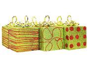 Pack of 6 Red and Green Glittered Box Shaped Christmas Ornaments