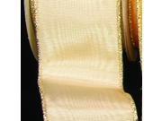 Cream Symphony Moire with Gold Wired Edge Craft Ribbon 2 x 44 Yards