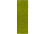 4 x 10 Solid Moss Green Hand Woven New Zealand Wool Shag Area Rug Runner