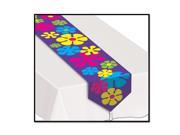 Club Pack of 12 Colorful Retro 60 s Flowers Table Runner 6