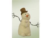 11.25 Cream and Brown Wool Felted Posable Snowman with Top Hat Christmas Figure Decoration