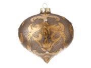 3.5 Pewter and Antique Gold Glass Scroll with Jewel Accents Christmas Onion Ornament