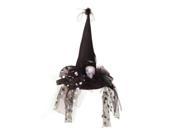 22 Black Halloween Witch Hat with Silver Glitter Skeleton Feathers and Tulle