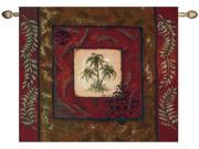 Red and Brown Palm Breeze Geometric Cotton Wall Art Hanging Tapestry 35 x 42