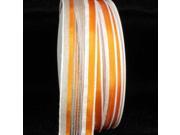 Orange Striped Linen French Wired Craft Ribbon 1 x 22 Yards