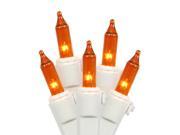Set of 50 Orange Mini Christmas Lights White Wire