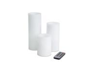 Set of 3 White Battery Operated Flameless LED Wax Pillar Candles with Remote 4