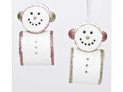 4.5 Pink Glitter Embellished Smiling Marshmallow Snowman Christmas Ornament